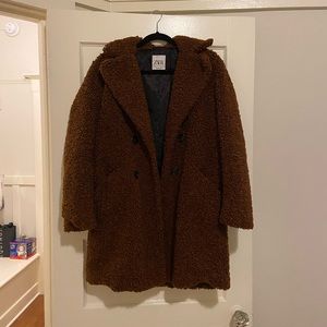 Zara brown teddy coat - woman’s size small